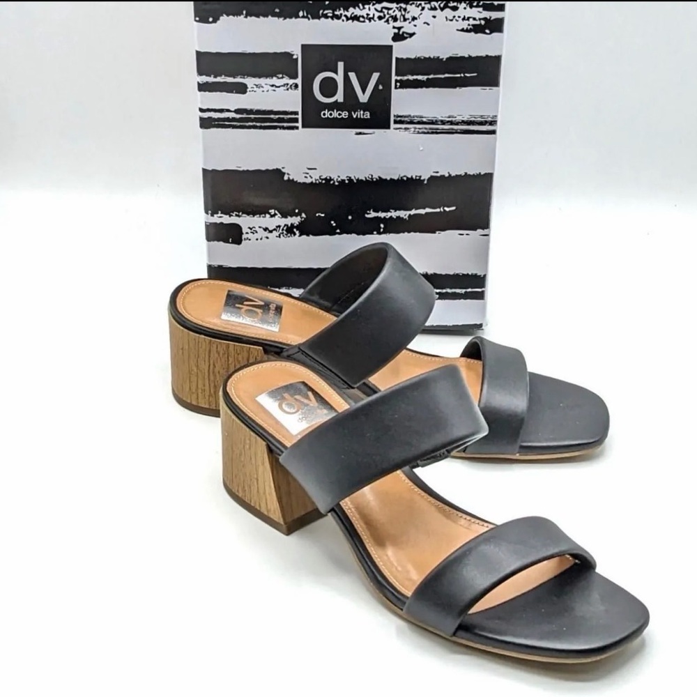 Dv by Dolce Vita Sharona Women’s Dual Straps with Block Heel Sandals (Black) NEW